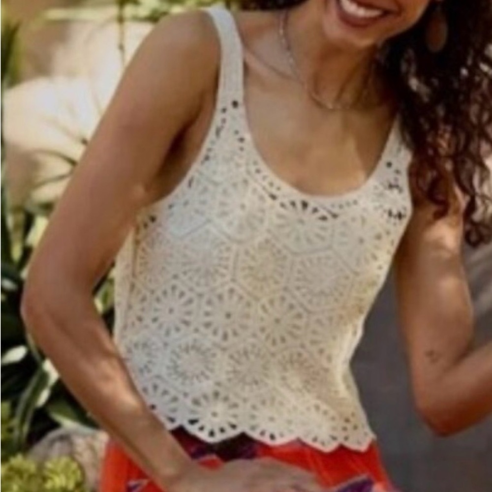 Sundance Cream Crochet Tank Top